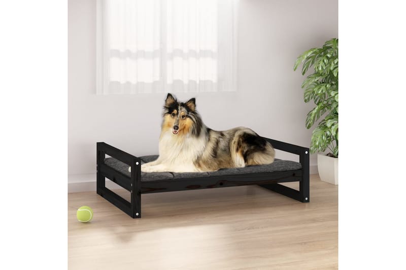 beBasic Hundeseng svart 95,5x65,5x28 cm heltre furu - Svart - Hundekurv & hundeseng