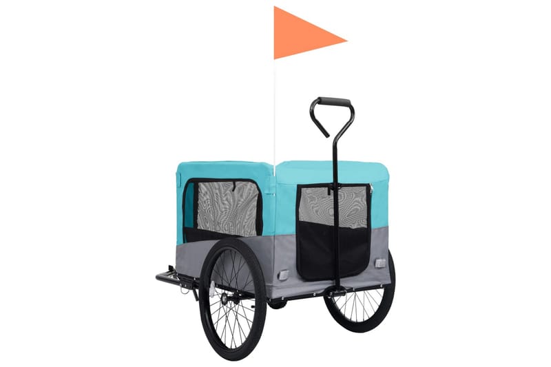 2-i-1 sykkeltilhenger og joggevogn for kjæledyr blå og grå - Blå - Hundebur & hundetransport