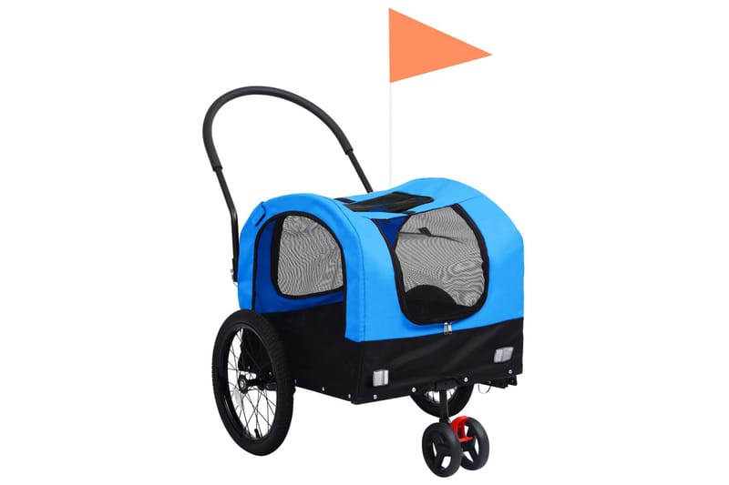 2-i-1 sykkeltilhenger og joggevogn for kjæledyr blå og svart - Blå - Hundebur & hundetransport