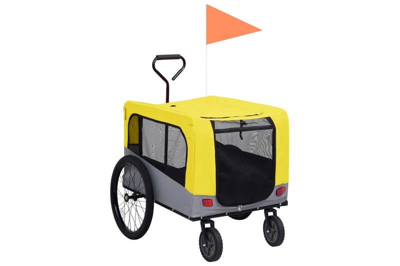 2-i-1 sykkeltilhenger og joggevogn for kjæledyr gul og grå - Gul - Hundebur & hundetransport