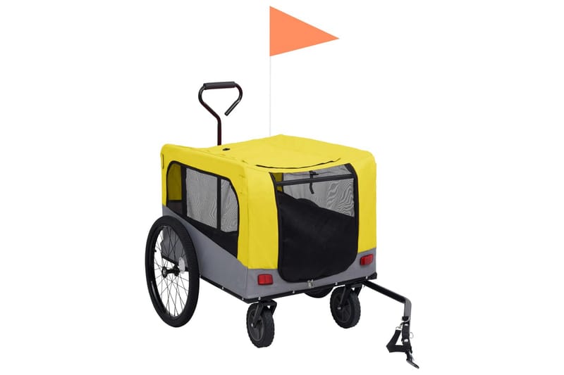 2-i-1 sykkeltilhenger og joggevogn for kjæledyr gul og grå - Gul - Hundebur & hundetransport