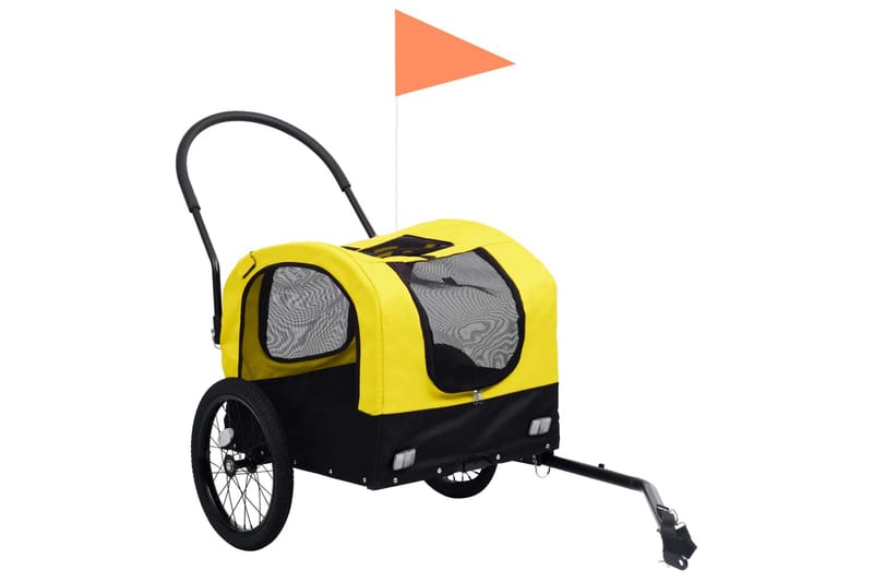 2-i-1 sykkeltilhenger og joggevogn for kjæledyr gul og svart - Gul - Hundebur & hundetransport
