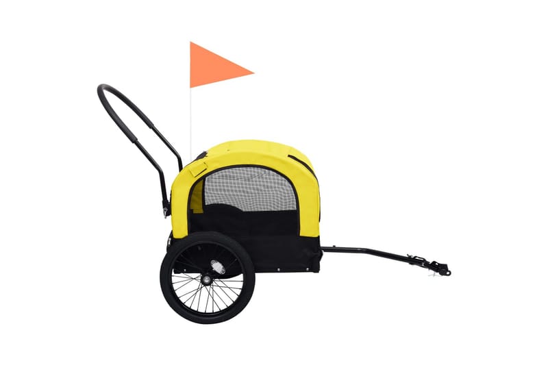 2-i-1 sykkeltilhenger og joggevogn for kjæledyr gul og svart - Gul - Hundebur & hundetransport