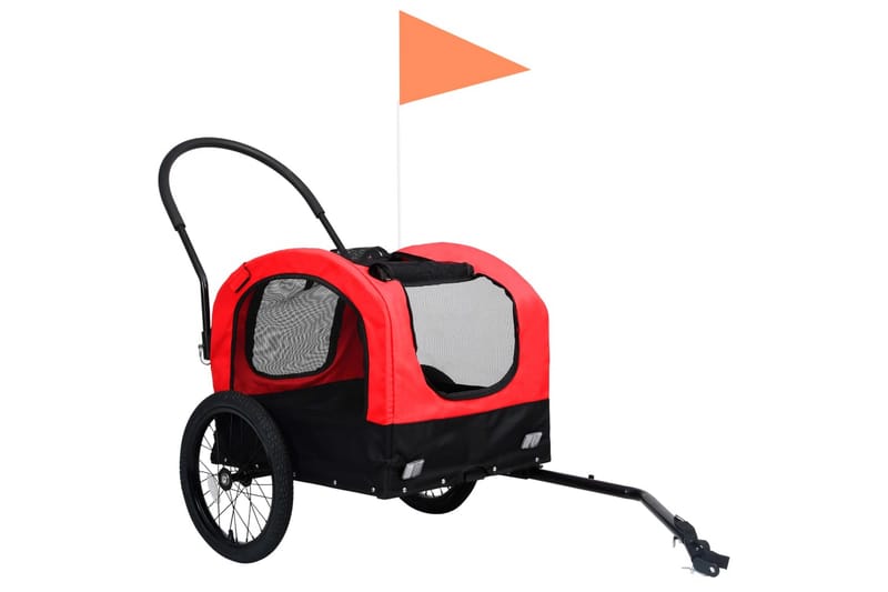 2-i-1 sykkeltilhenger og joggevogn for kjæledyr rød og svart - Rød - Hundebur & hundetransport