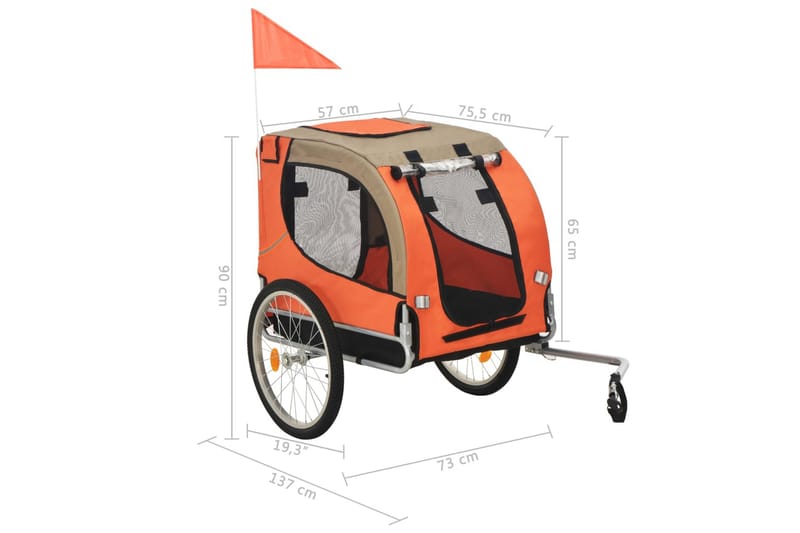 Sykkeltilhenger for hund oransje og brun - Brun - Hundebur & hundetransport