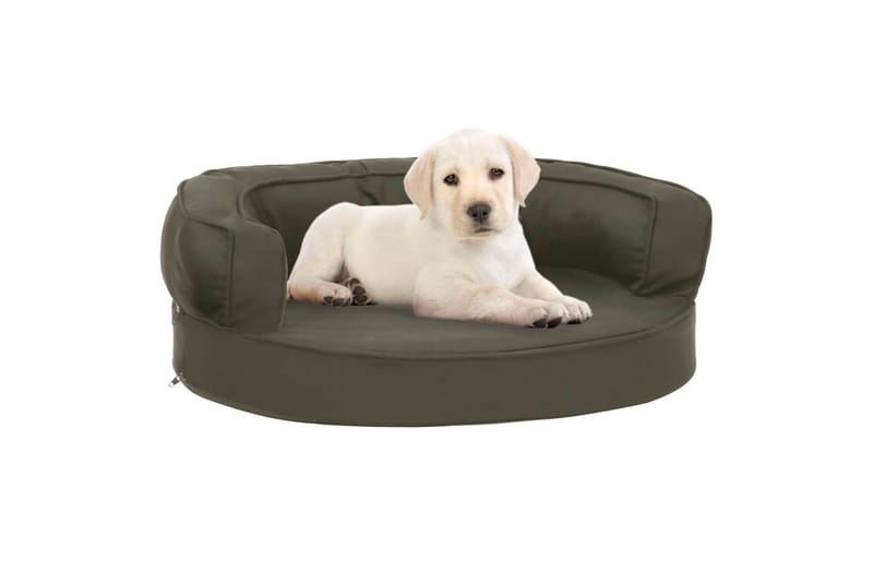 Ergonomisk hundeseng med linutseende 60x42 cm mørkegrå - Grå - Hundekurv & hundeseng