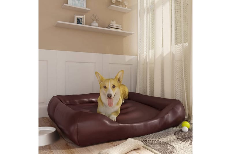 Hundeseng brun 105x80x25 cm kunstskinn - Brun - Hundekurv & hundeseng