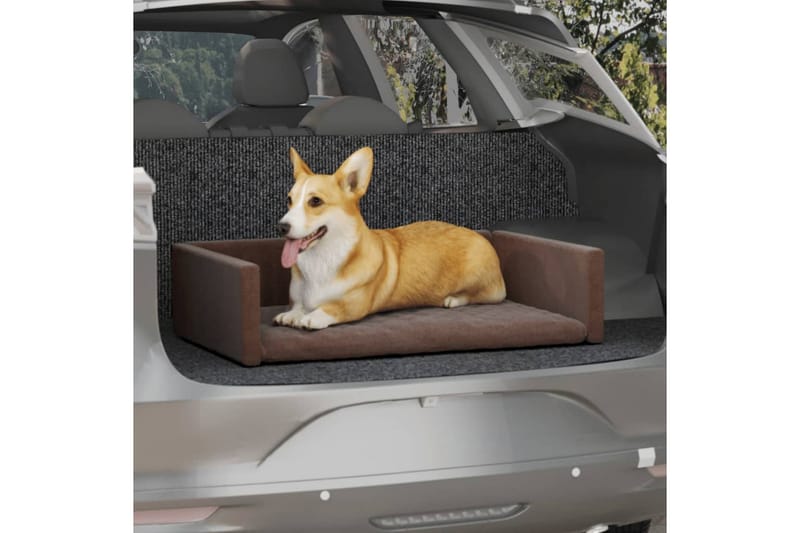 Hundeseng for bil brun 70x45 cm linutseende - Brun - Hundekurv & hundeseng