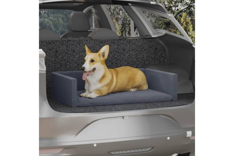 Hundeseng for bil grå 70x45 cm linutseende - Grå - Hundekurv & hundeseng