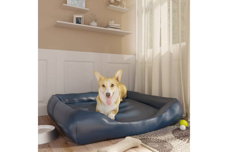 Hundeseng mørkeblå 105x80x25 cm kunstskinn - Grå - Hundekurv & hundeseng