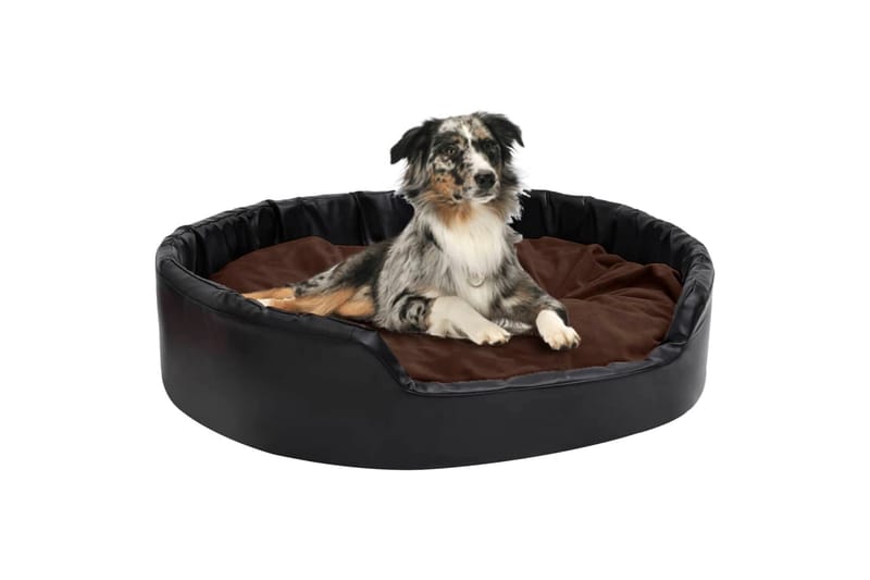 Hundeseng svart og brun 99x89x21 cm plysj og kunstig lær - Svart - Hundekurv & hundeseng