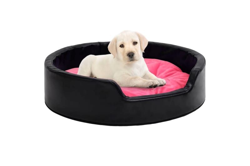 Hundeseng svart og rosa 99x89x21 cm plysj og kunstig lær - Svart - Hundekurv & hundeseng