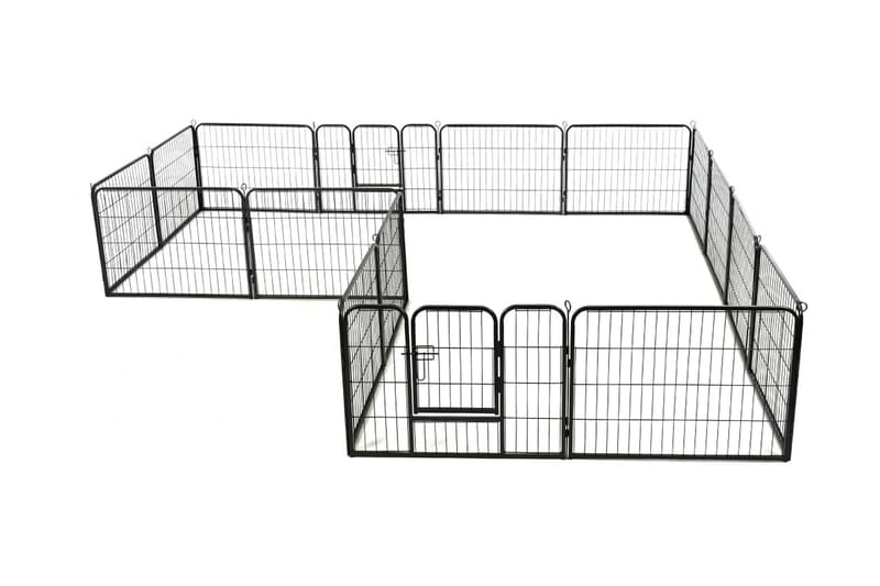 Hundegrind 16 paneler stål 60x80 cm svart - Grå - Hundegrind & hundegjerde