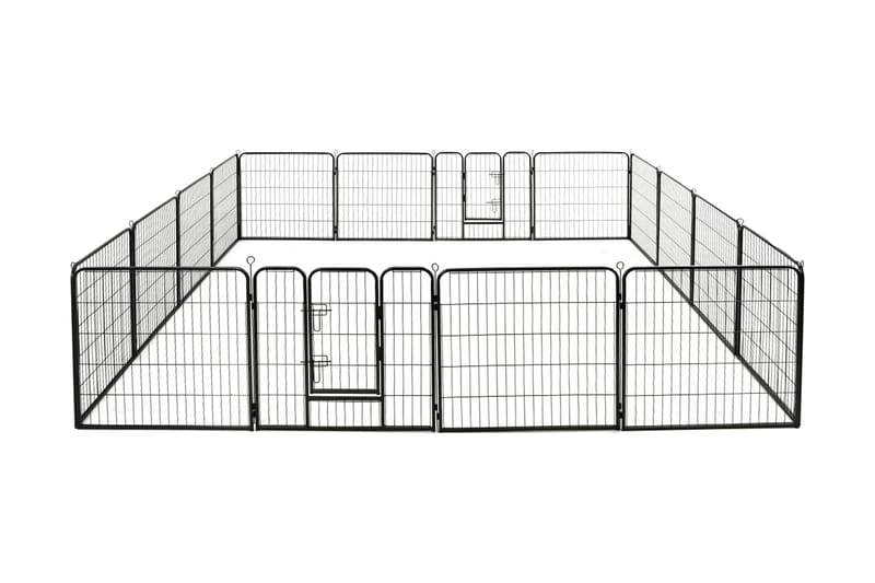 Hundegrind 16 paneler stål 80x80 cm svart - Grå - Hundegrind & hundegjerde