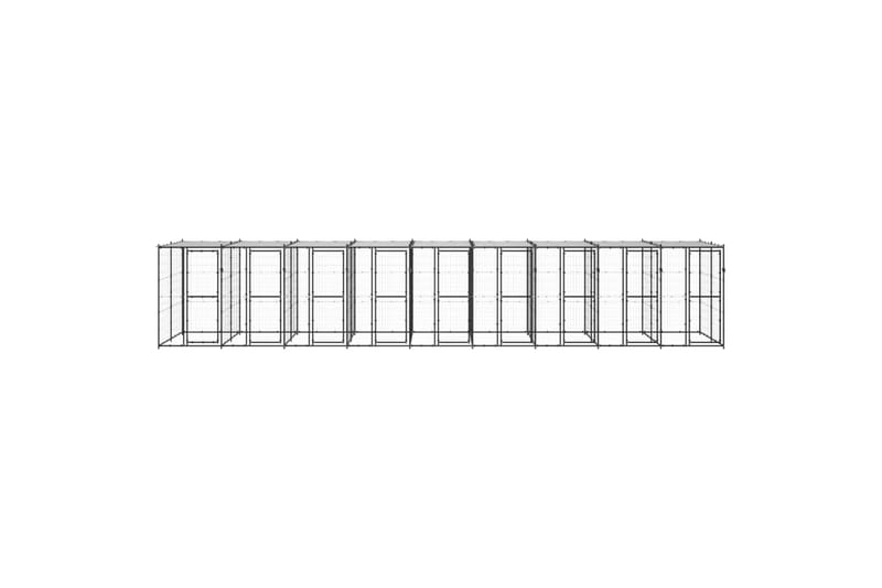 Utendørs hundegård med tak 21,78 m² stål - Svart - Hundegrind & hundegjerde