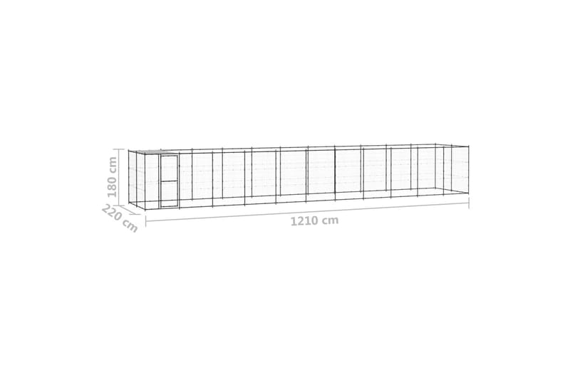 Utendørs hundegård med tak 26,62 m² stål - Svart - Hundegrind & hundegjerde