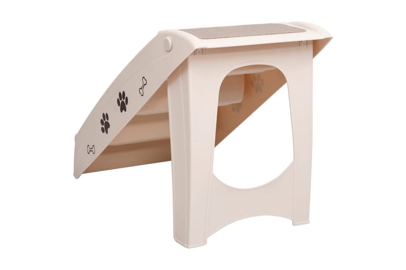Hundetrapp sammenleggbar kremhvit 62x40x49,5 cm - Krem - Hundetrapp