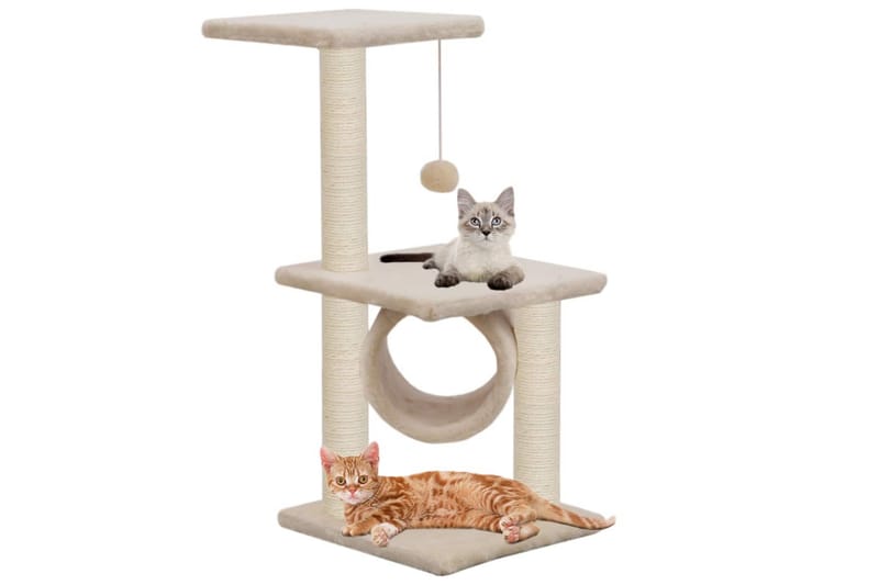 Kattetre med klorestolper i sisal 65 cm beige - Grå|Beige - Klorestativ & kloremøbler