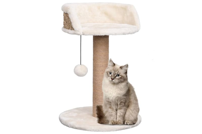 Kattetre med klorestolpe 49 cm sjøgress - Beige - Klorestativ & kloremøbler