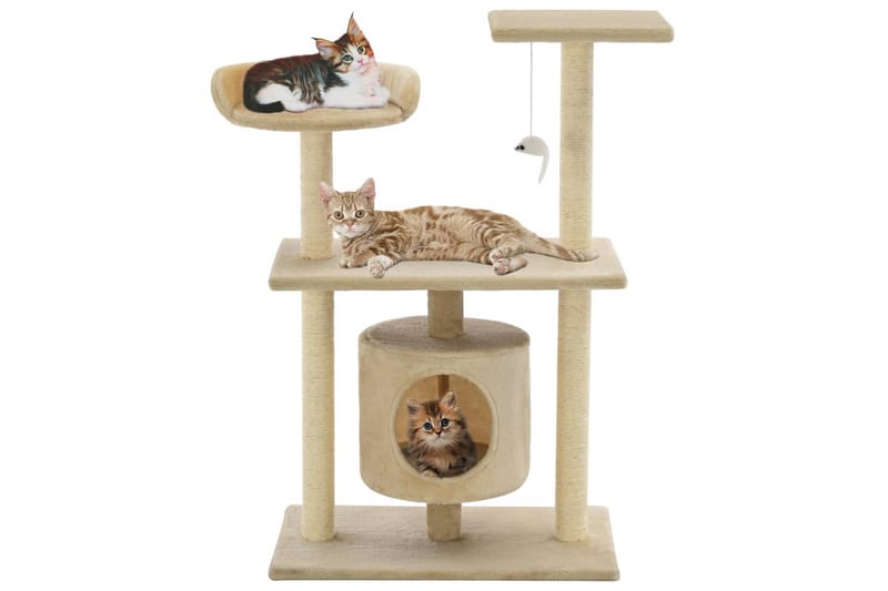 Kattetre med klorestolper i sisal 95 cm beige - Grå|Beige - Klorestativ & kloremøbler
