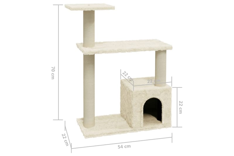 Kattetre med klorestolper i sisal kremhvit 70 cm - Krem - Klorestativ & kloremøbler