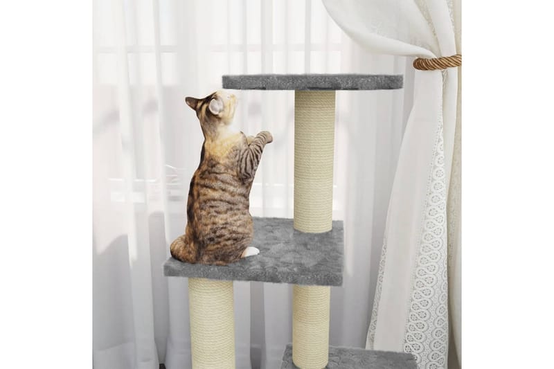 Kattetre med klorestolper i sisal lysegrå 92 cm - Grå - Klorestativ & kloremøbler