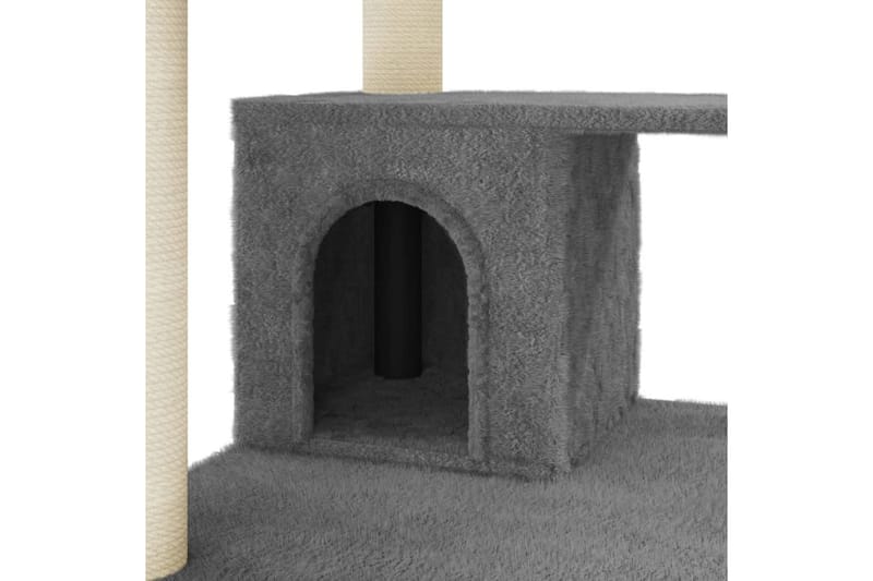 Kattetre med klorestolper i sisal mørkegrå 183 cm - Grå - Klorestativ & kloremøbler