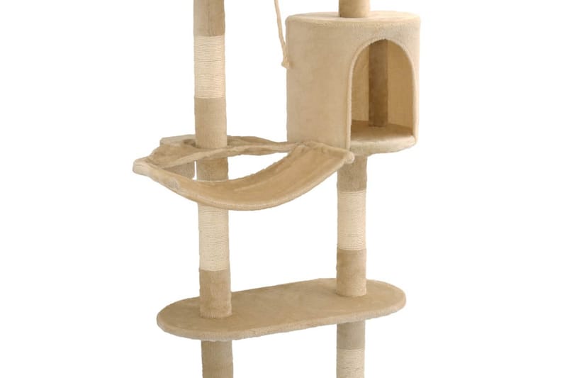 Kattetre med klorestolper i sisal veggmontert 194 cm beige - Grå|Beige - Klorestativ & kloremøbler