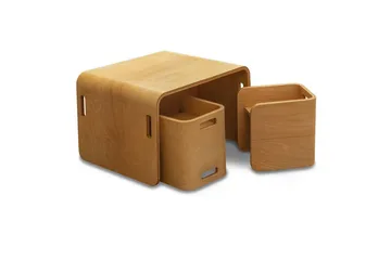 Bord- og Stolsett (3 deler) Miraeny Natur - Natur - Møbler - Barnemøbler - Barnebord