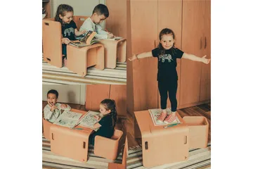 Bord- og Stolsett (3 deler) Miraeny Natur - Natur - Møbler - Barnemøbler - Barnebord