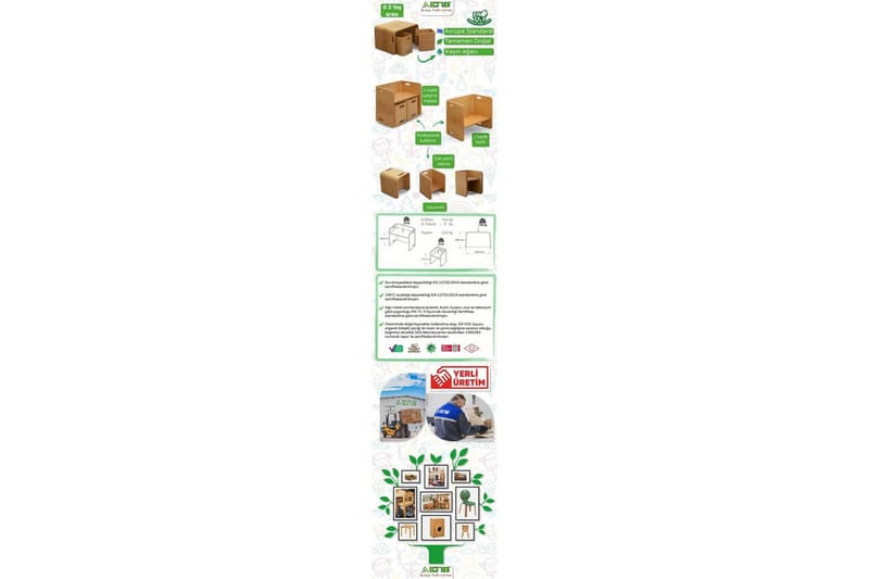 Bord- og Stolsett (3 deler) Miraeny Natur - Natur - Møbler - Kjøkkenmøbler - Møbelsett til kjøkken & spiseplass