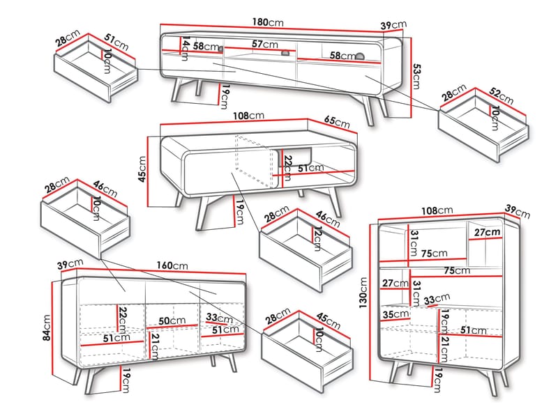 Corvan Møbelsett for Stue - Møbler - Kjøkkenmøbler - Møbelsett til kjøkken & spiseplass