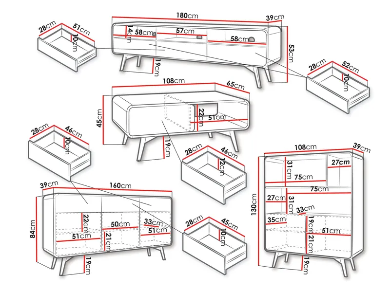 Corvan Møbelsett for Stue - Oppbevaring - Oppbevaringsmøbler - Møbelsett til stue
