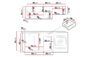 Crawley Møbelsett til Kjøkken og Spiseplass - Beige - Møbler - Kjøkkenmøbler - Møbelsett til kjøkken & spiseplass