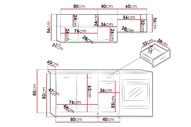 Crawley Møbelsett til Kjøkken og Spiseplass - Beige - Møbler - Kjøkkenmøbler - Møbelsett til kjøkken & spiseplass