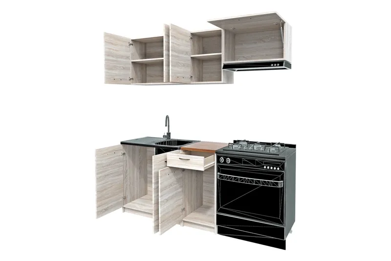 Crawley Møbelsett til Kjøkken og Spiseplass - Beige - Møbler - Kjøkkenmøbler - Møbelsett til kjøkken & spiseplass