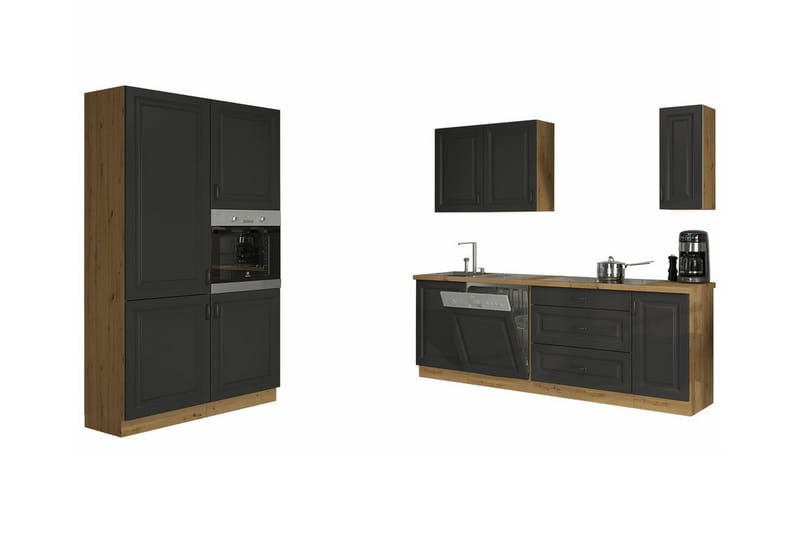 Møbelsett for kjøkken & spiseplass Templemore - svart/tre - Møbelsett til kjøkken & spiseplass