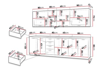 Croignon Kjøkkenmøbler 260 cm - Beige / Grå - Møbler - Kjøkkenmøbler - Møbelsett til kjøkken & spiseplass