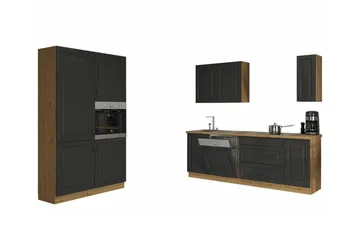 Templemore Möbelset För Kök & Matplats Black/Dark Wood - Møbler - Kjøkkenmøbler - Møbelsett til kjøkken & spiseplass