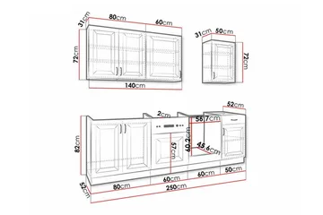 Templemore Möbelset För Kök & Matplats Black/White - Møbler - Kjøkkenmøbler - Møbelsett til kjøkken & spiseplass
