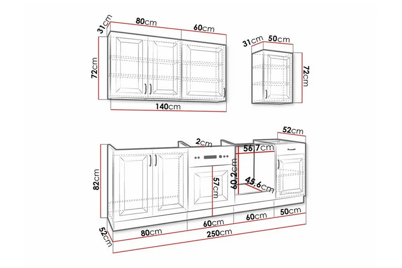 Templemore Möbelset För Kök & Matplats Black/White - Møbler - Kjøkkenmøbler - Møbelsett til kjøkken & spiseplass