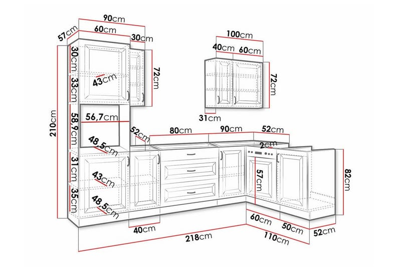 Templemore Möbelset För Kök & Matplats Black/Wood - Møbler - Kjøkkenmøbler - Møbelsett til kjøkken & spiseplass