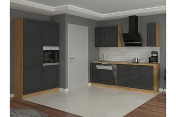 Templemore Möbelset För Kök & Matplats Black/Wood - Møbler - Kjøkkenmøbler - Møbelsett til kjøkken & spiseplass