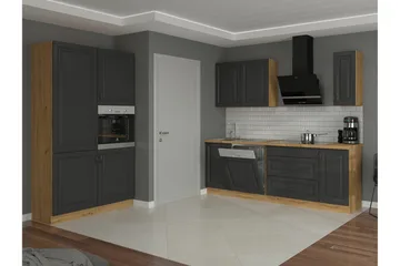 Templemore Möbelset För Kök & Matplats Black/Wood - Møbler - Kjøkkenmøbler - Møbelsett til kjøkken & spiseplass