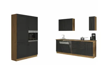 Templemore Möbelset För Kök & Matplats Black/Wood - Møbler - Kjøkkenmøbler - Møbelsett til kjøkken & spiseplass