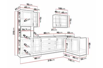 Templemore Möbelset För Kök & Matplats Black/Wood - Møbler - Kjøkkenmøbler - Møbelsett til kjøkken & spiseplass