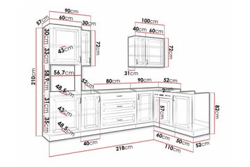 Templemore Möbelset För Kök & Matplats Black/Wood - Møbler - Kjøkkenmøbler - Møbelsett til kjøkken & spiseplass