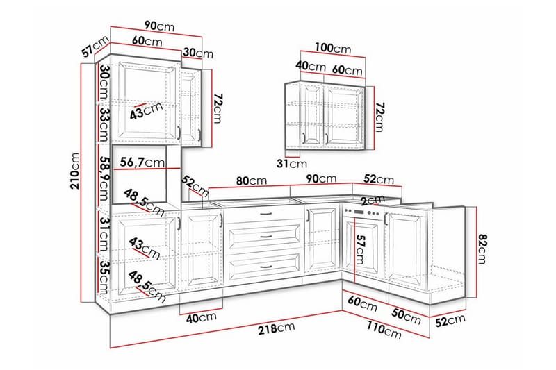 Templemore Möbelset För Kök & Matplats Brown/Wood - Møbler - Kjøkkenmøbler - Møbelsett til kjøkken & spiseplass