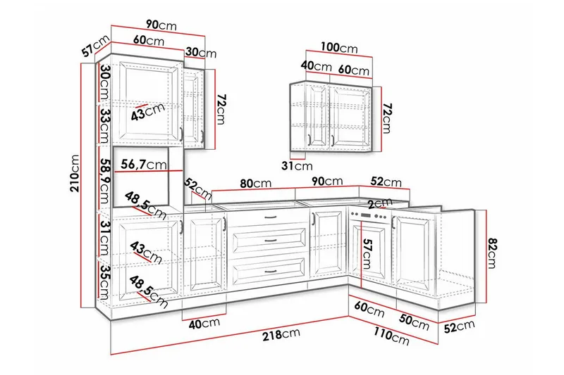 Templemore Möbelset För Kök & Matplats Brown/Wood - Møbler - Kjøkkenmøbler - Møbelsett til kjøkken & spiseplass