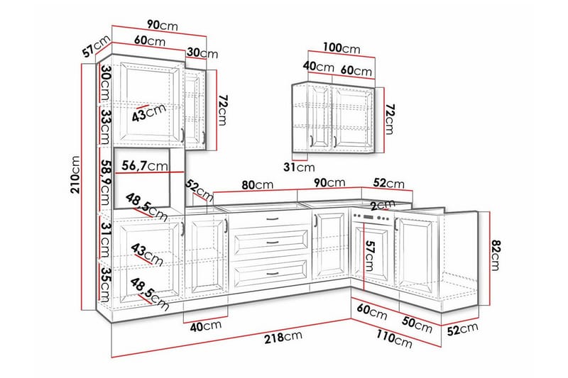 Templemore Möbelset För Kök & Matplats Brown/Wood - Møbler - Kjøkkenmøbler - Møbelsett til kjøkken & spiseplass